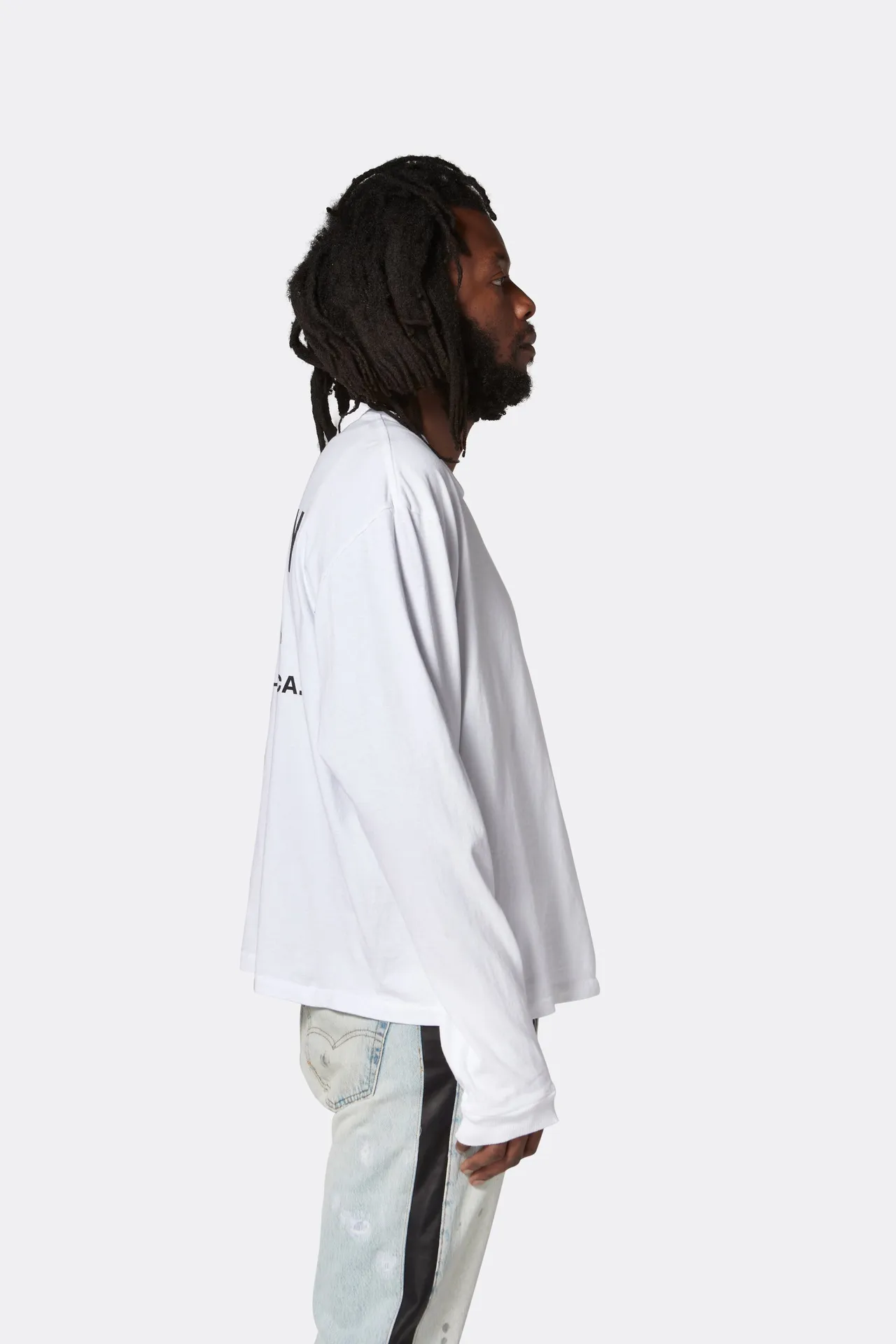 GALLERY DEPT. SOUVENIR L/S TEE English LOGO Basic Long Sleeve White S-XL Genuine Uniform Cylindrical No Side Seam Linen Cotton Fabric Garment Wash Preshrunk Correct Fit Correct Accessories